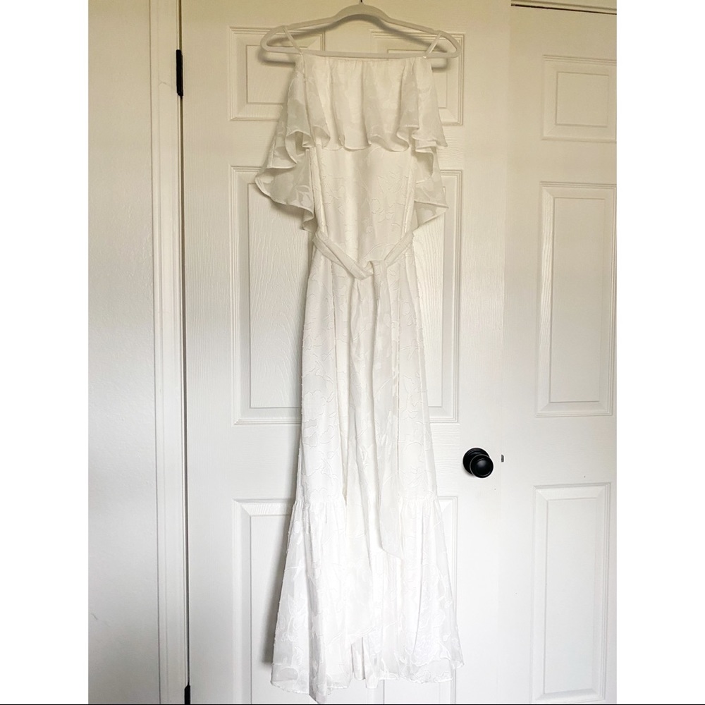 Adrianna Papell white off the shoulder maxi